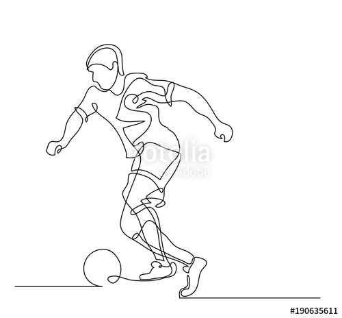 500x464 continuous line drawing illustration shows a football player - Football Player Drawing Images