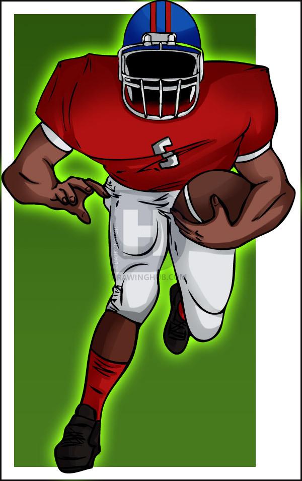 600x955 How To Draw A Football Player, Step - Football Player Drawing Steps