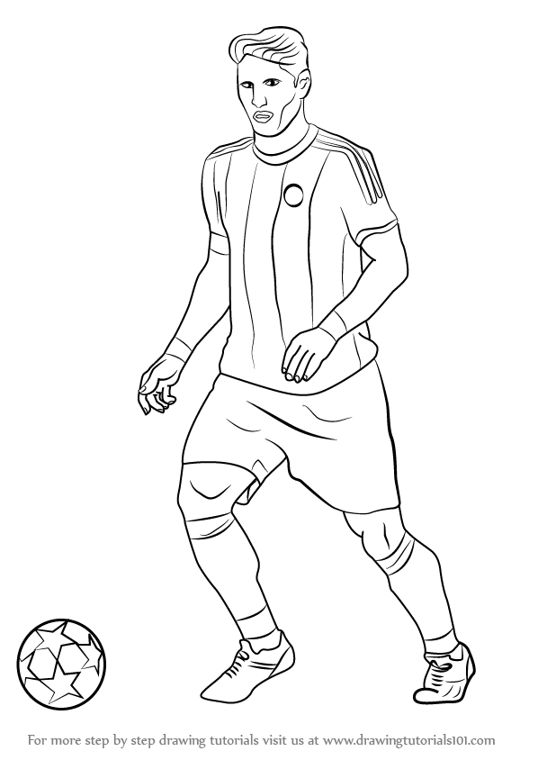 598x844 Learn How To Draw Bastian Schweinsteiger - Football Player Drawing Steps