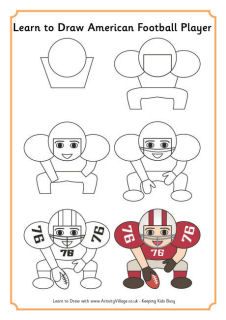 226x320 Learn To Draw Sports - Football Player Drawing Steps