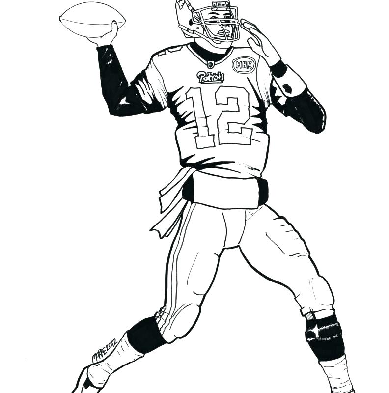 792x800 Football Player Coloring - Football Player Line Drawing