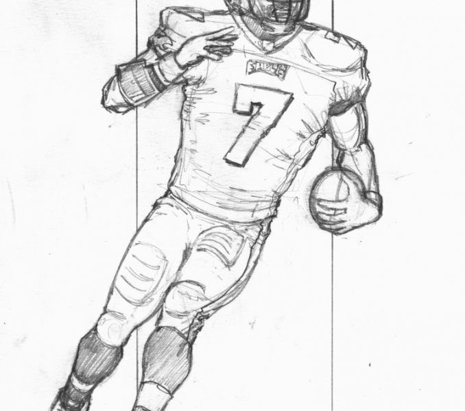 678x600 How To Draw A Football Drawing Football Players How To Draw - Football Player Line Drawing