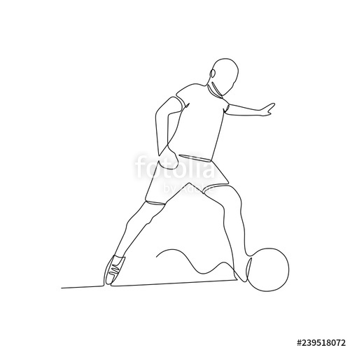 500x500 One Line Drawing Of A Football Player Vector Illustration Stock - Football Player Line Drawing