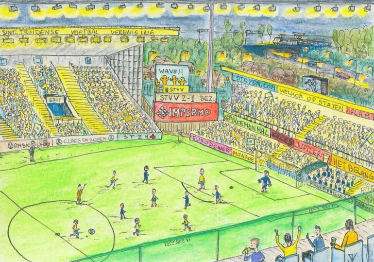 770x539 Stayen Football Stadium Sint Truiden Painting - Football Stadium Drawing