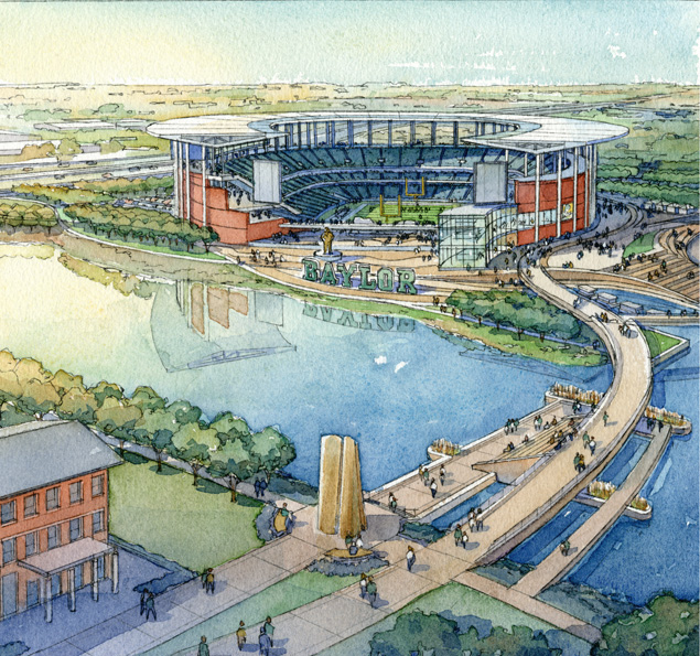 635x595 Baylor Releases Drawings For Proposed New Football Stadium Cbs - Football Stadium Drawing