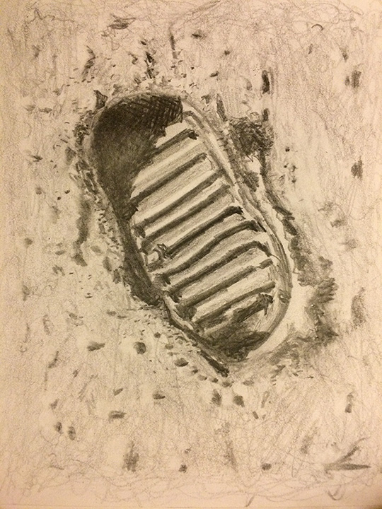 540x720 drawing of a footprint on the moon - Footprint Drawing