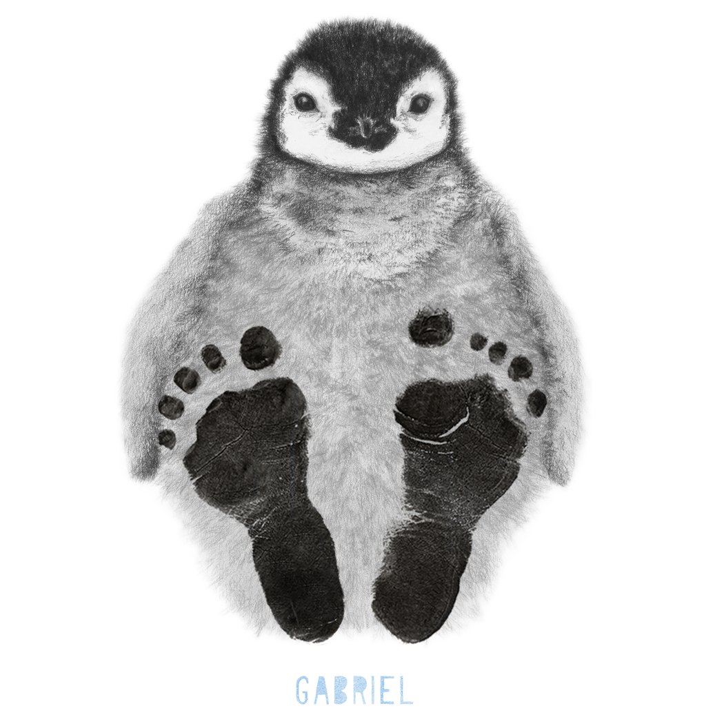 1050x1050 personalised baby penguin footprint kit lucy coggle - Footprint Drawing