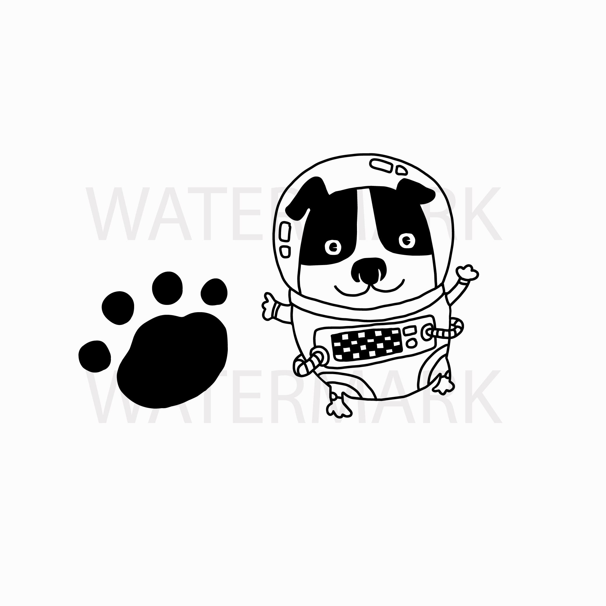 2083x2083 astronaut dog and footprint - Footprint Drawing
