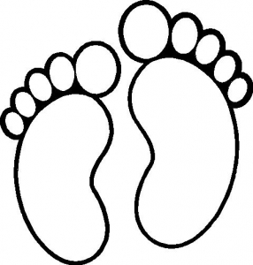 286x300 baby footprint coloring - Footprint Line Drawing