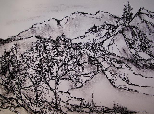 640x472 luise andersen artwork footsteps in the hills original drawing - Footsteps Drawing