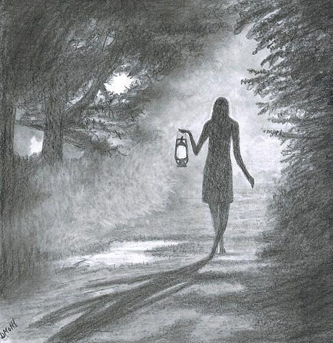 486x500 The Girl Who Could See Footsteps Drawing - Footsteps Drawing