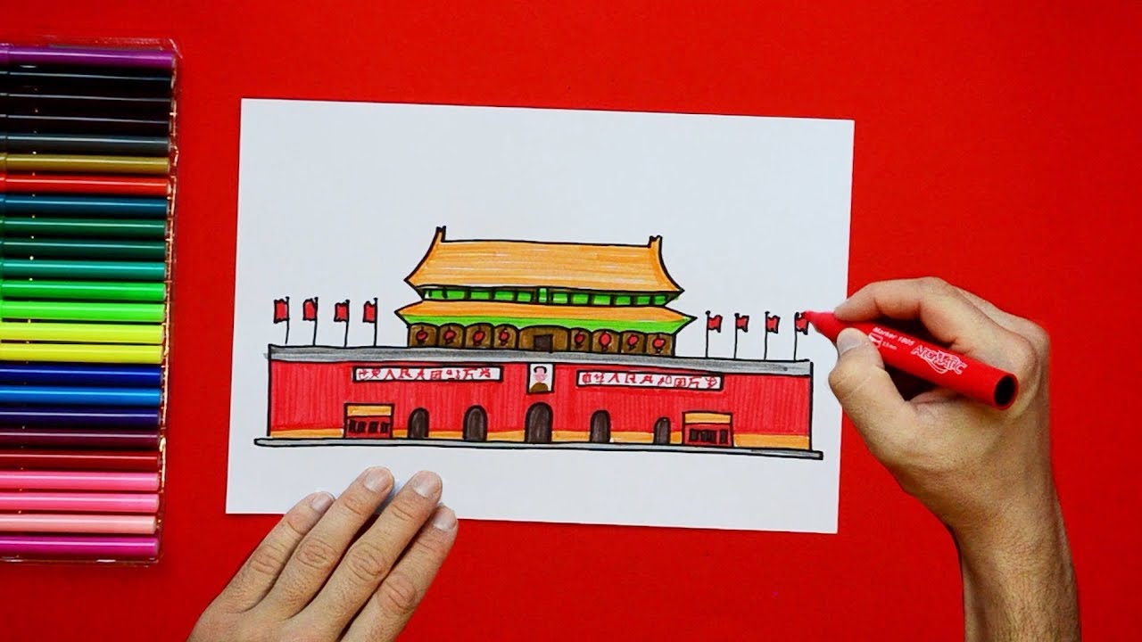 1280x720 How To Draw Forbidden City, Beijing - Forbidden City Drawing