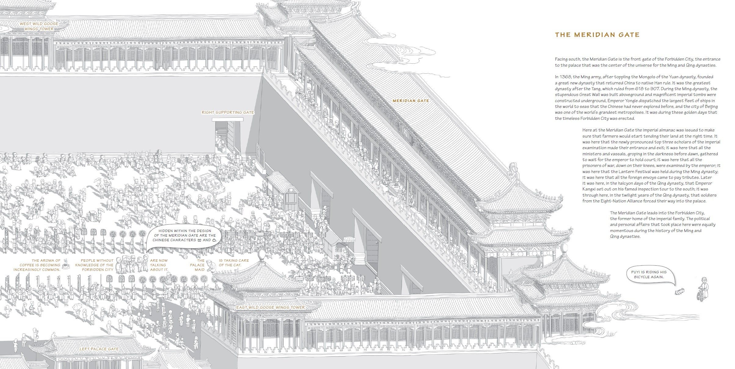 2406x1207 In The Forbidden City - Forbidden City Drawing