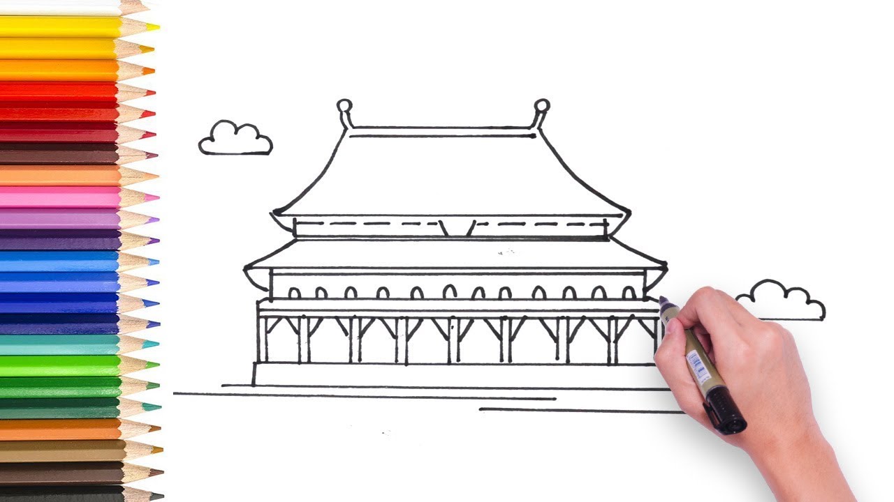 1280x720 Learn How To Draw China Forbidden City - Forbidden City Drawing