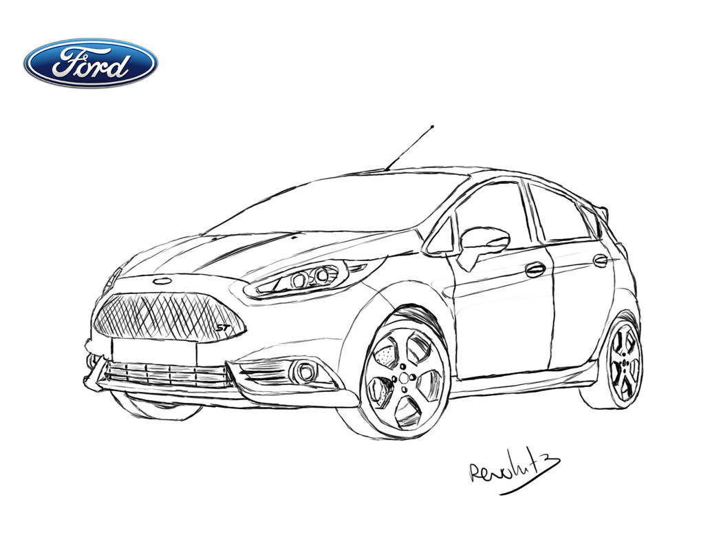 1032x774 ford fiesta st drawing - Ford Drawing