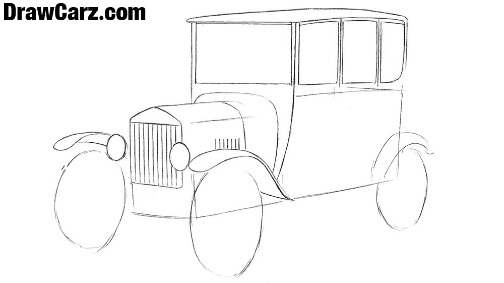 1000x561 how to draw a ford model t drawcarz - Ford Drawing