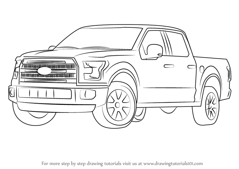 800x566 learn how to draw ford f truck - Ford Drawing