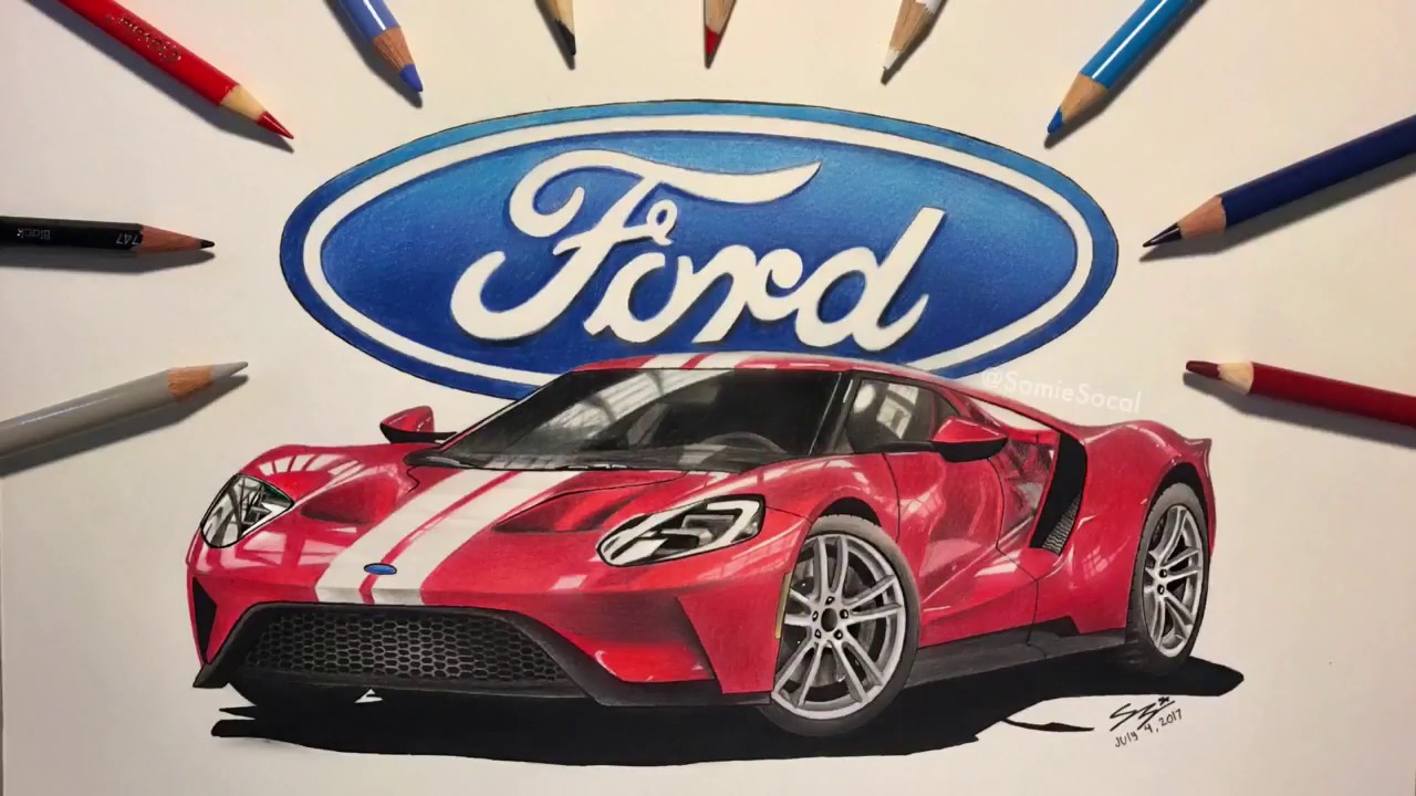1280x720 Ford Gt Drawing Timelapse - Ford Gt Drawing