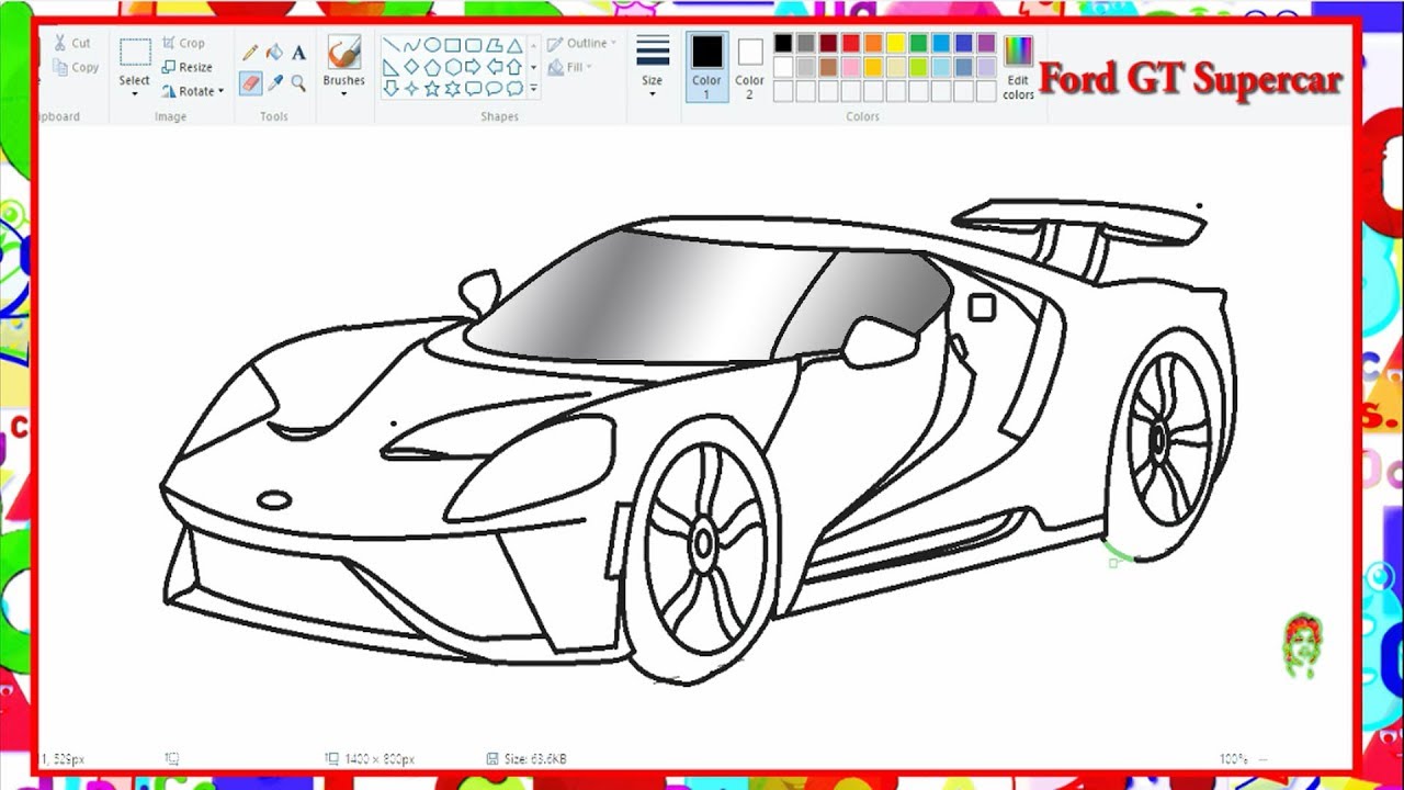 1280x720 how to draw classic supercar - Ford Gt Drawing