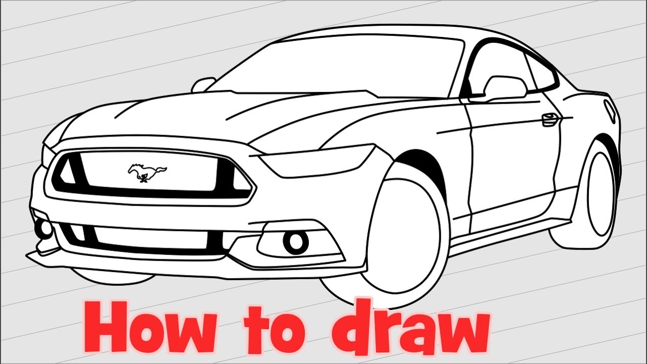 1280x720 How To Draw A Car Ford Mustang Gt - Ford Gt Drawing