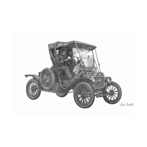 300x300 model t ford pointillism drawing drawing - Ford Model T Drawing