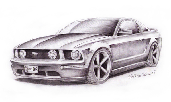 600x360 Mustang Drawings - Ford Mustang Gt Drawing