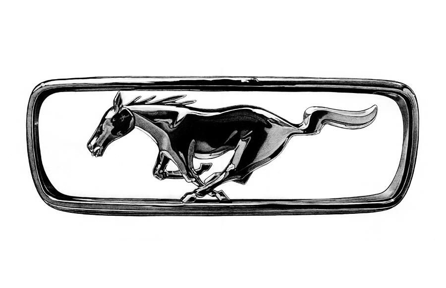 900x582 ford mustang grill emblem drawing - Ford Mustang Logo Drawing