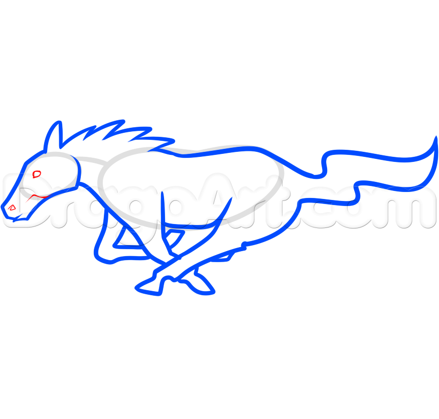875x836 How To Draw The Mustang Logo, Step - Ford Mustang Logo Drawing