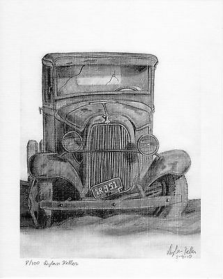 320x400 Pencil Drawing Artwork Print Of Vintage Ford Truck - Ford Truck Drawings