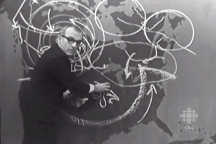 750x500 footage of canadian weatherman percy saltzman drawing the forecast - Forecast Drawing