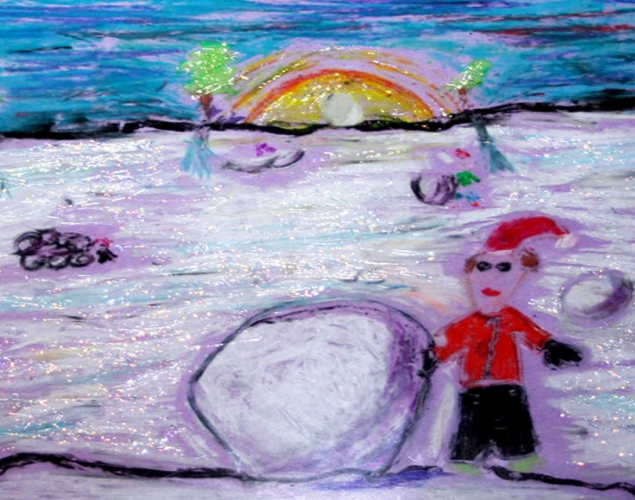 635x500 It's Snowing! Foreground, Middle Ground, Background - Foreground Middleground Background Drawing