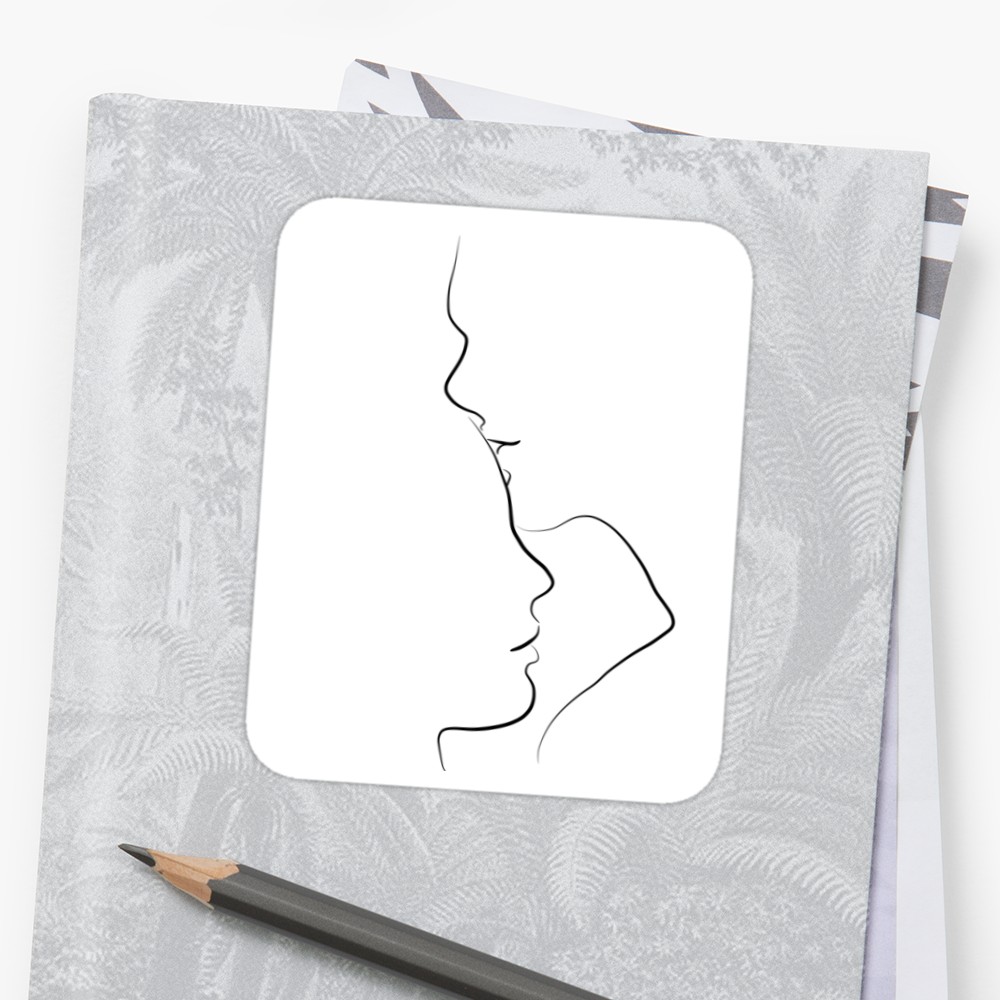 1000x1000 forehead kiss line art drawing stickers - Forehead Kiss Drawing