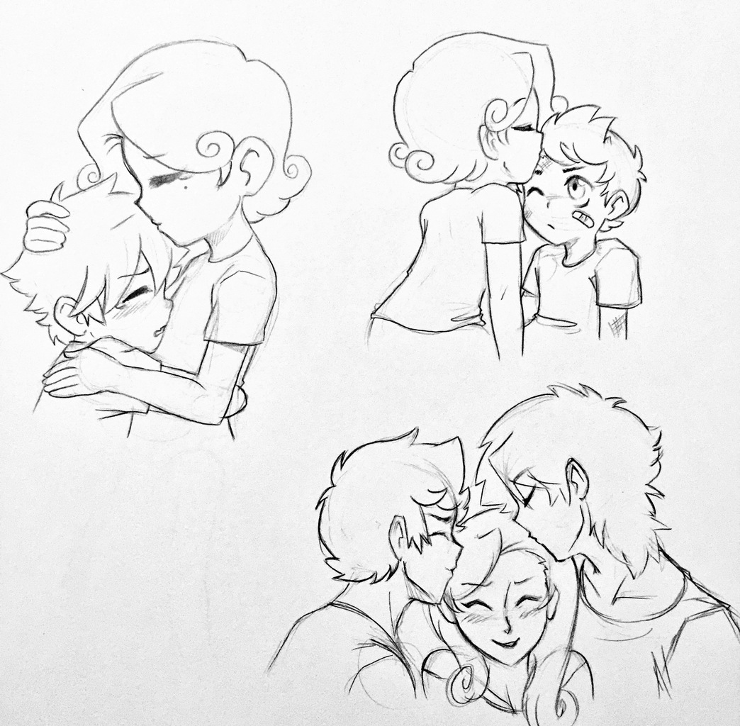 1044x1024  - Forehead Kiss Drawing