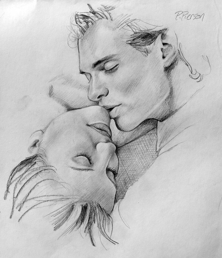 773x900 passion of the kiss drawing - Forehead Kiss Drawing