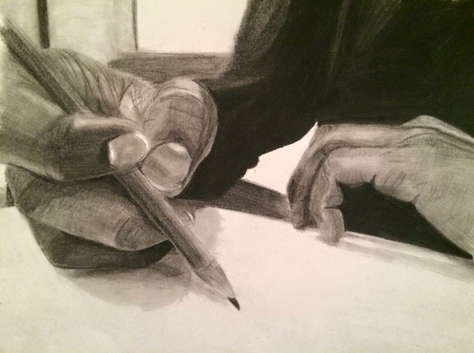 960x716 mel ah nee on twitter charcoal drawing, foreshortening hands - Foreshortening Hand Drawing
