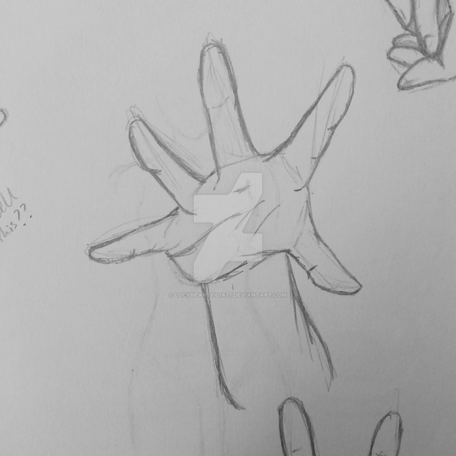 894x894 sketch foreshortened hand - Foreshortening Hand Drawing