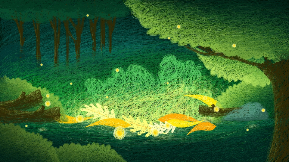 960x541 coil painting cures beautiful forest and small animal background - Forest Background Drawing