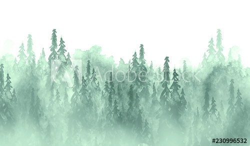 500x292 Watercolor Group Of Trees - Forest Background Drawing