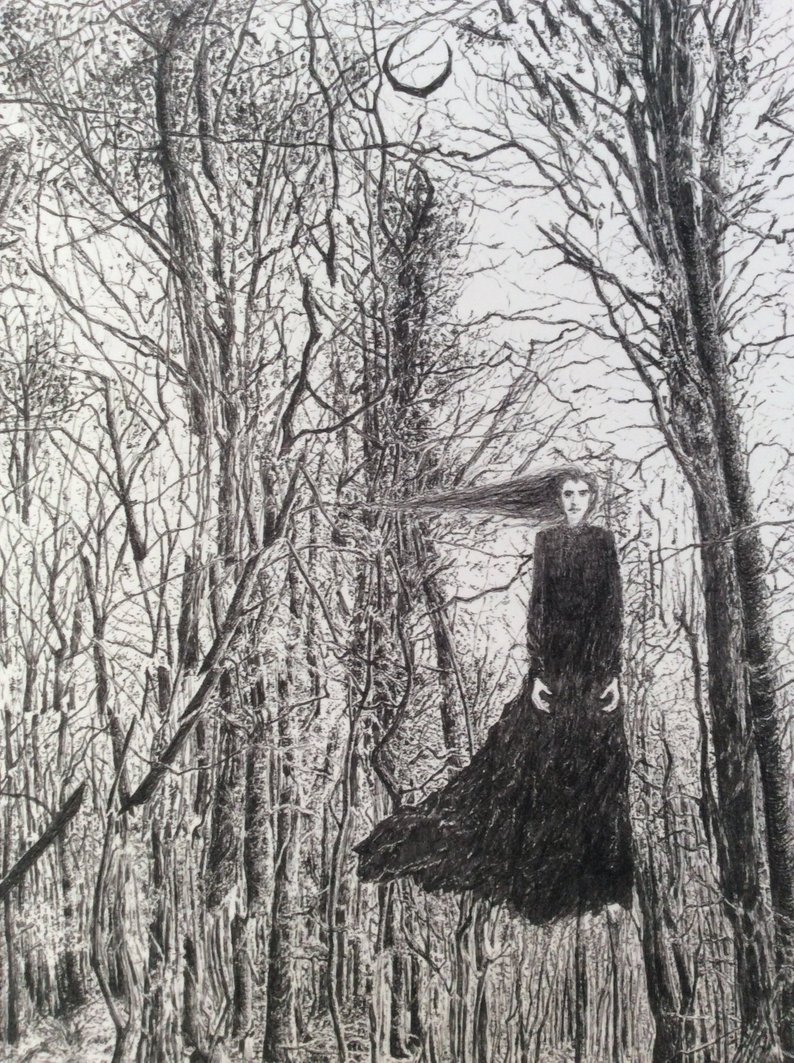 794x1063 Forest Pen And Ink Ink Drawing Gothic Art Illustration Etsy - Forest Black And White Drawing