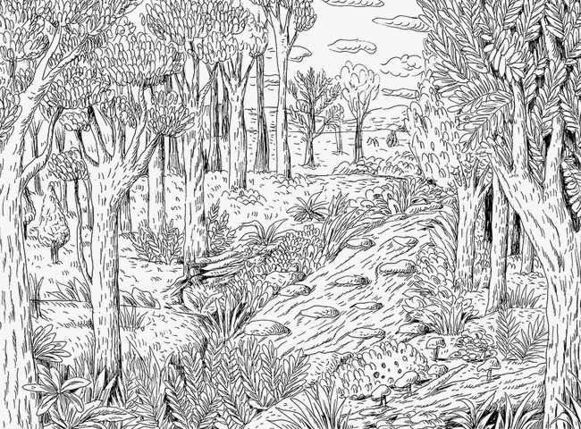 Royalty Free Black And White Forest Background Drawing