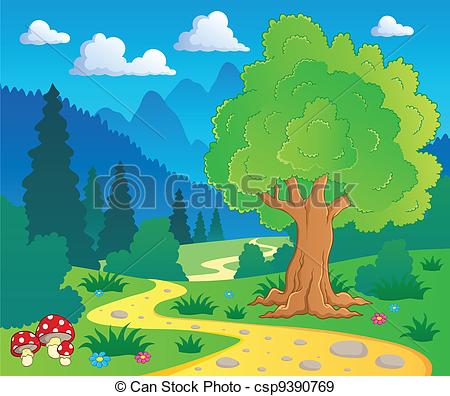 450x396 Cartoon Forest Landscape - Forest Cartoon Drawing