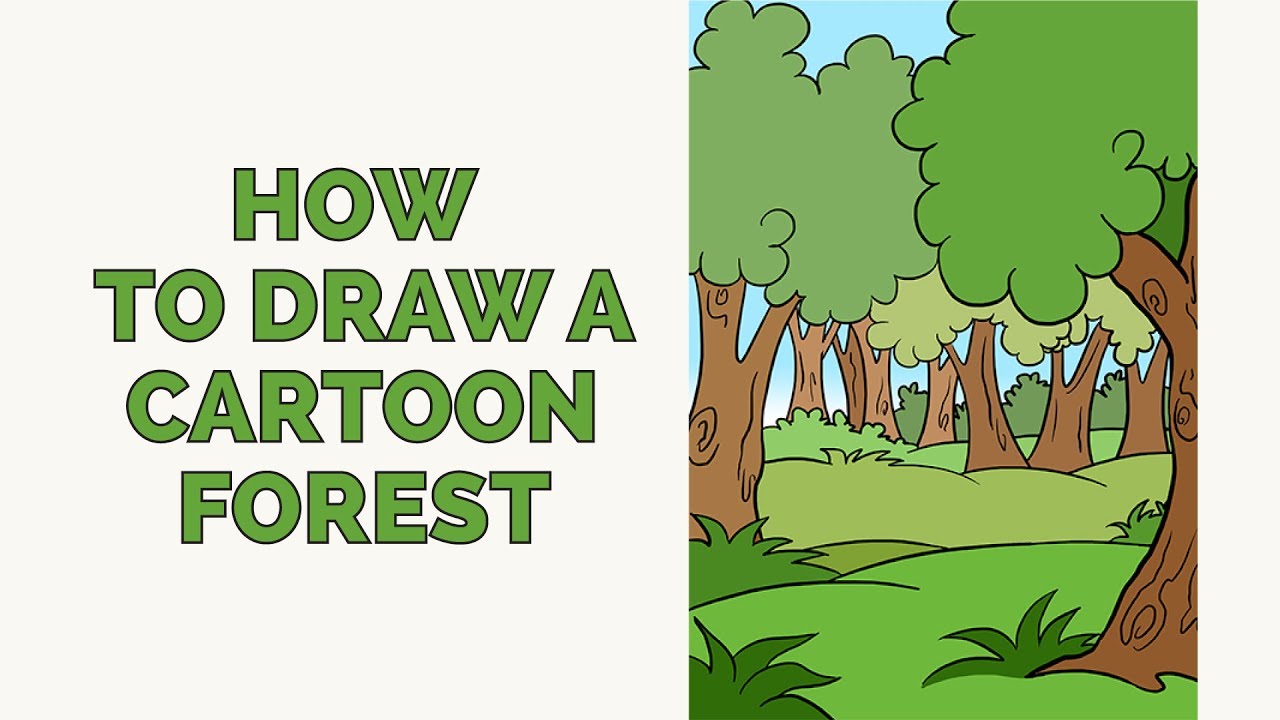 1280x720 How To Draw A Cartoon Forest In A Few Easy Steps Drawing Tutorial - Forest Cartoon Drawing
