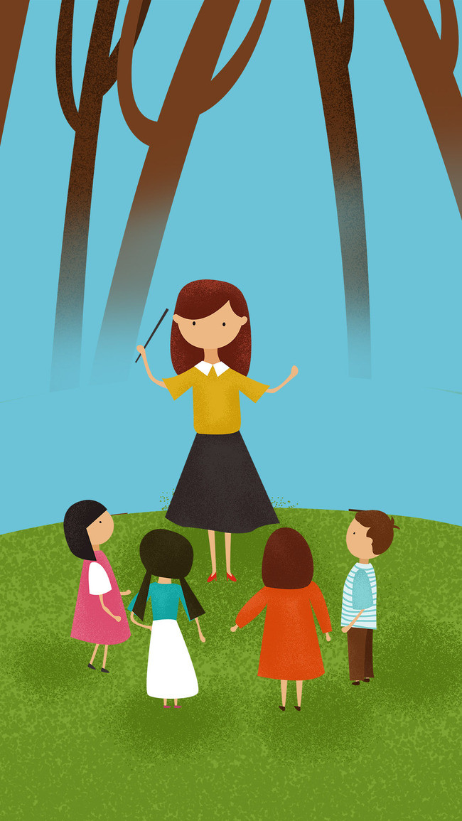 650x1155 Teachers Day, Teacher, Student, Music Learning, Forest Cartoon - Forest Cartoon Drawing