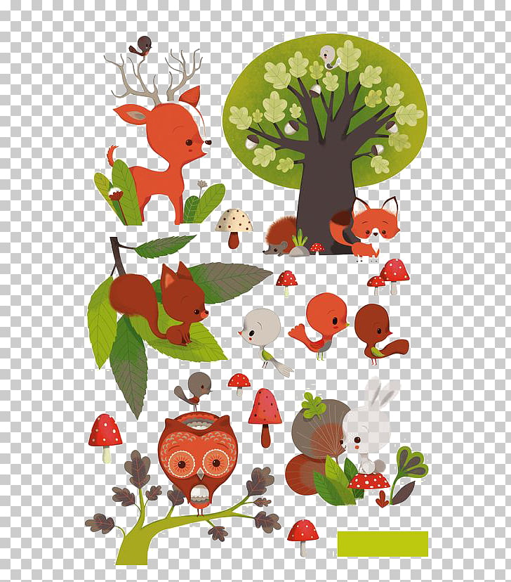 728x828 Cartoon Drawing Illustration, Cartoon Forest Animals Png Clipart - Forest Cartoon Drawing