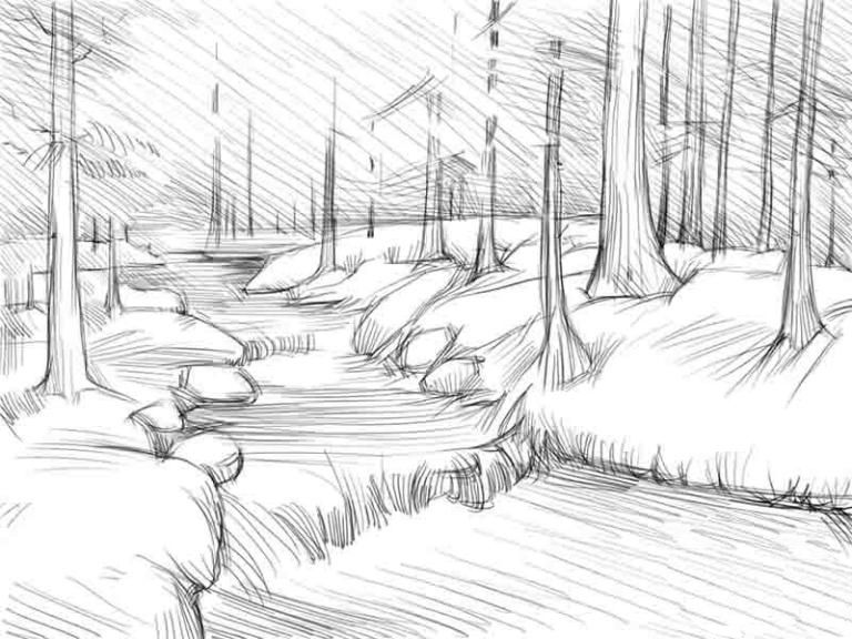 Как нарисовать лес вдалеке