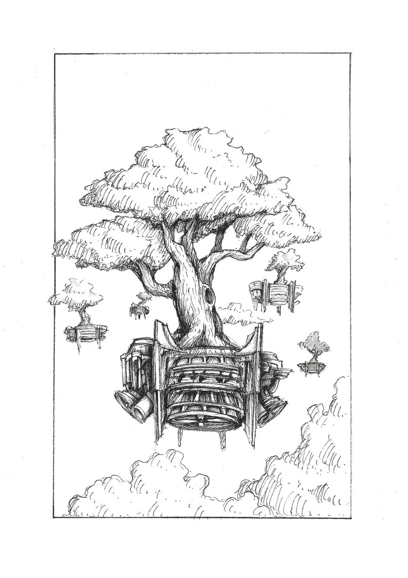 794x1123 Floating Forest Original Art Black And White Art Original Etsy - Forest Drawing Black And White