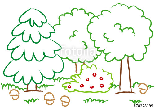 500x353 Drawing Children With Forest Stock Image And Royalty Free Vector - Forest Drawing For Kids
