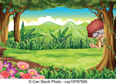 450x329 A Kid Hiding - Forest Drawing For Kids