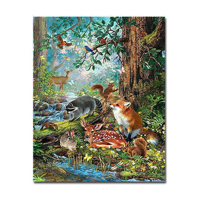 640x640 Forest Animals Diy Painting - Forest Drawing Pictures