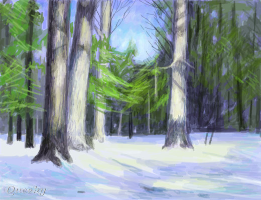 520x400 Winter In Forest A Landscape Speedpaint Drawing - Forest Drawing Pictures